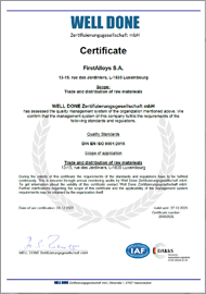 Certificate ISO 9001:2015 Quality management system
