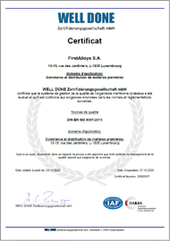 Certificat ISO 9001:2015 Système de Management de la qualité